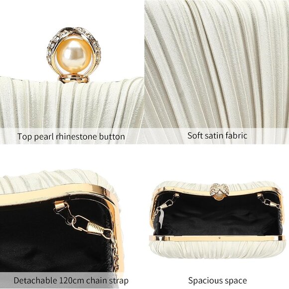 Elegant Gold Evening Clutch with Durable Satin Finish - Perfect for Any Occasion - Picture 4 of 7